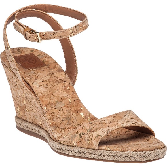 Tory Burch Marion Metallic Cork Espadrille Wedges - Picture 2 of 3
